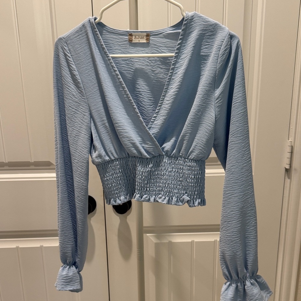 Altar'd State Light Blue Smocked Blouse